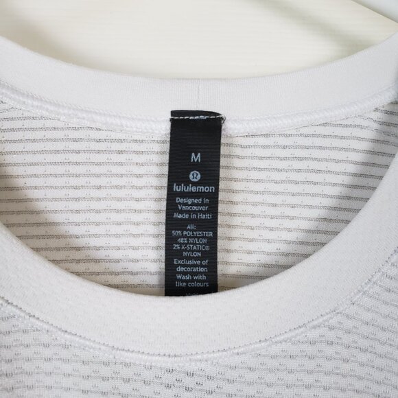 Lululemon Mens Metal Vent tech Striped short sleeve top White Size M Athletic - Picture 3 of 7